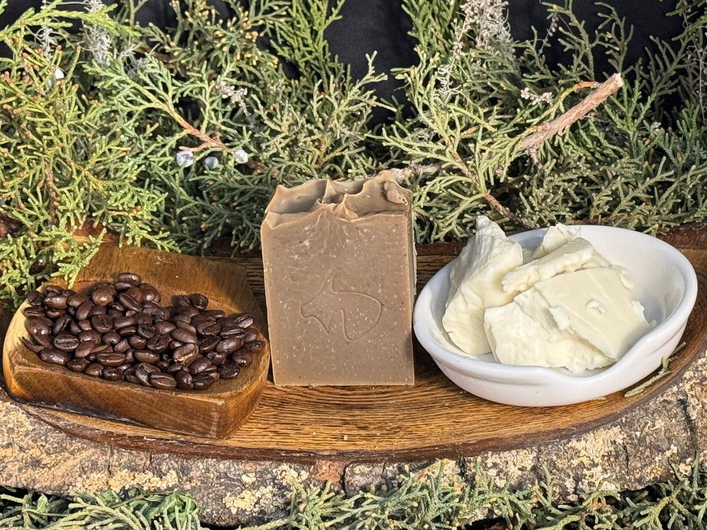 Coffee Shea: Deeply Moisturizing, anti-oxidant rich, gently exfoliating, great kitchen & workstation soap